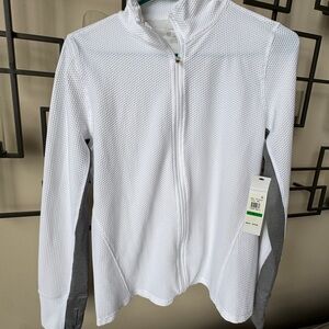 Calvin Klein White and Gray Zip-Up Jacket Size L